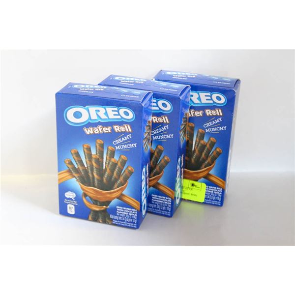 3 NEW BOXES OF OREO WAFER ROLLS WITH CHOCOLATE