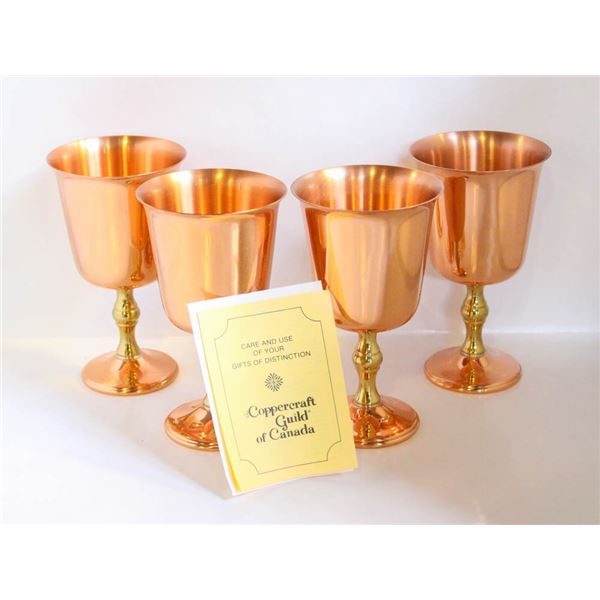 VINTAGE COPPERCRAFT WINE GOBLETS- NEW- SET OF 4