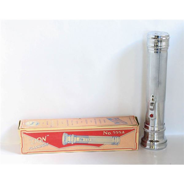 VTG LION BRAND ALUMINUM FLASHLIGHT- NEW OLD STOCK