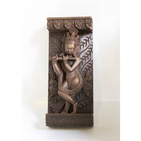 VTG KRISHNA WOOD WALL HANGING- 23" X 10"