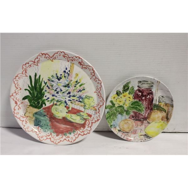 VINTAGE TERRACOTTA HAND PAINTED PLATES (2)