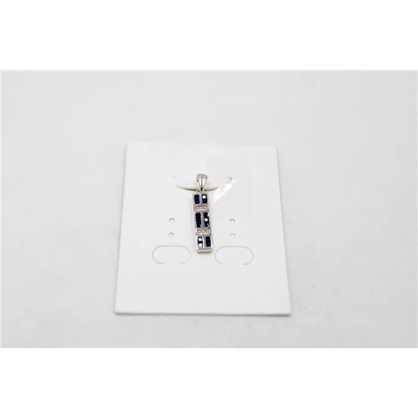 #256-HEATED BLUE SAPPHIRE & WHITE ZIRCON PENDANT
