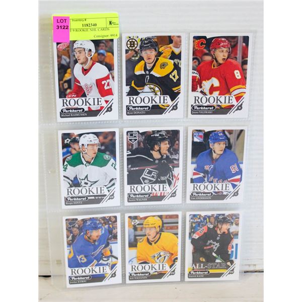 LOT OF 9 ROOKIE NHL CARDS