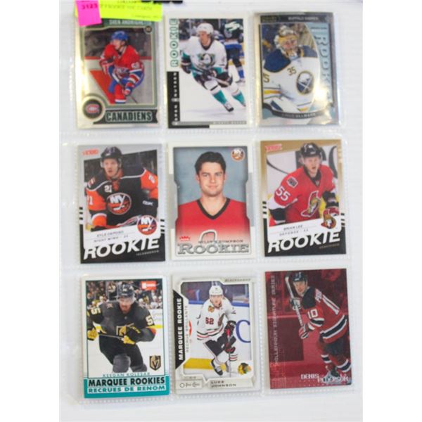 LOT OF 9 ROOKIE NHL CARDS