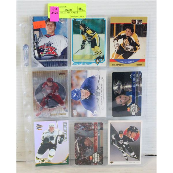 LOT OF 9 MIXED NHL CARDS