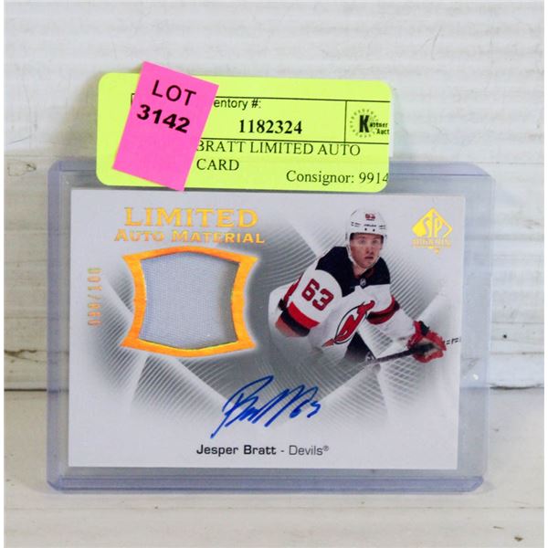 JESPER BRATT LIMITED AUTO JERSEY CARD