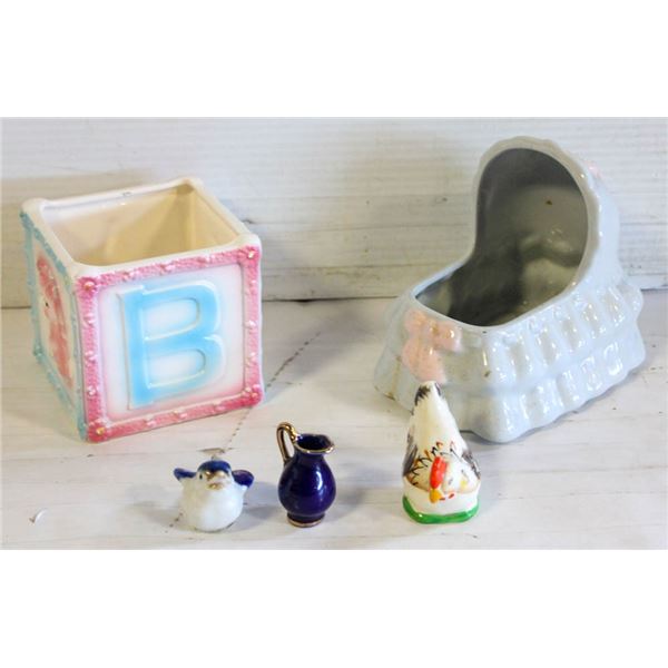 VINTAGE JAPANESE BABY THEMED PLANTERS,