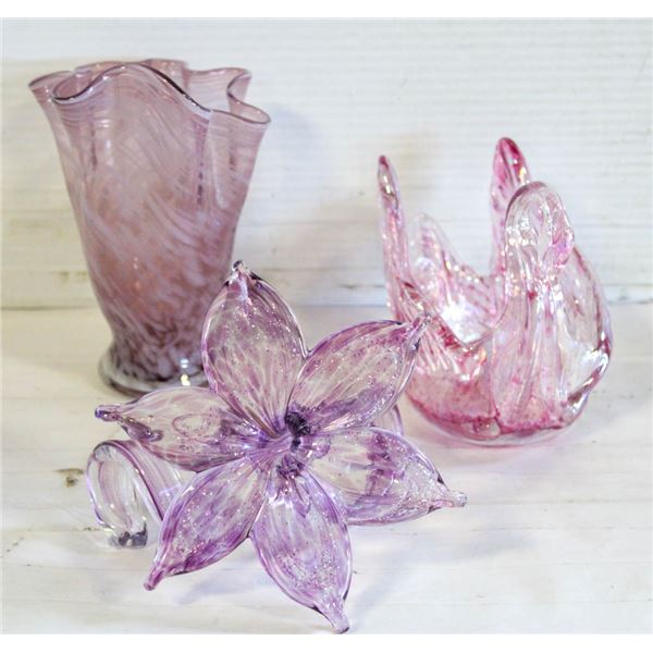 ITALIAN BLOWN GLASS FLOWER, GLASS