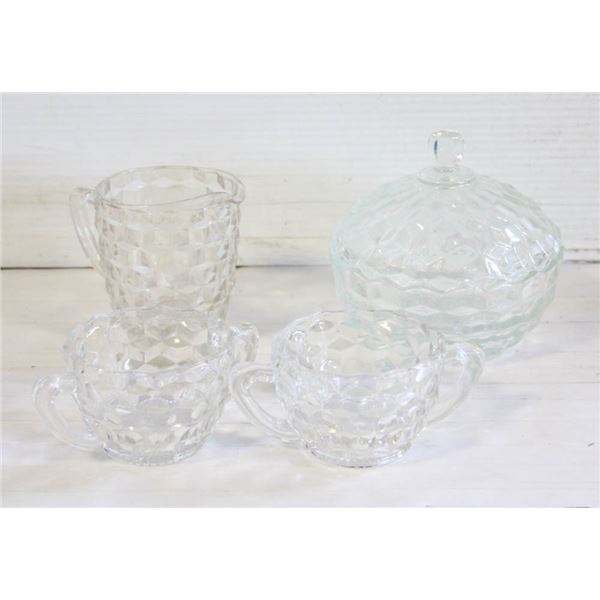 FOSTORIA CUBIST CREAMER AND SUGAR