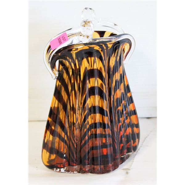 VINTAGE HAND BLOWN ART GLASS BLOCK