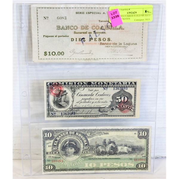 1800'S -1914 VARIOUS OLD MEXICO LOT OF 2 NOTES