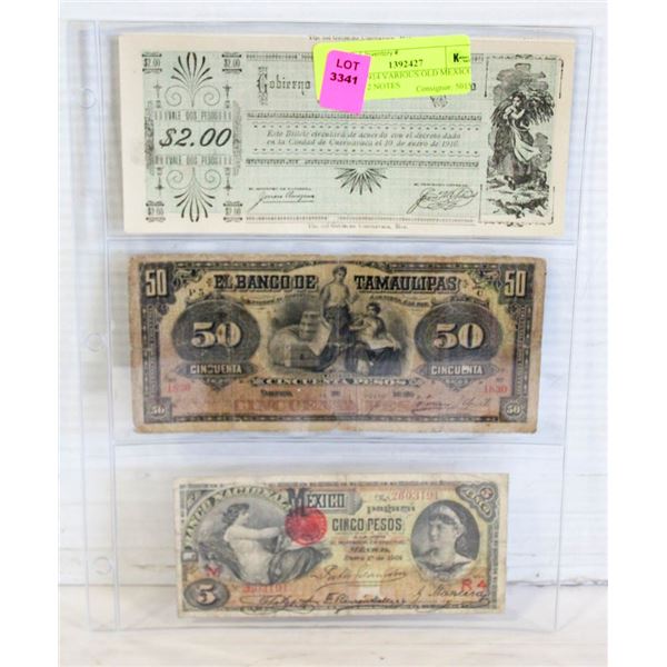 1800'S -1914 VARIOUS OLD MEXICO LOT OF 2 NOTES