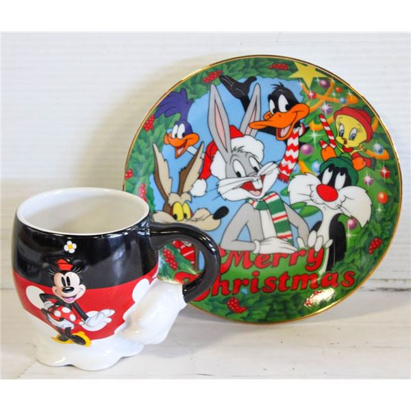 LOONY TUNES PLATE WITH MINNIE MOUSE MUG