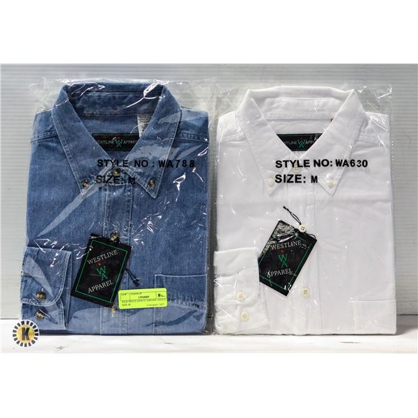 NEW MEN'S SHIRTS 1 DENIM 1 WHITE SIZE M