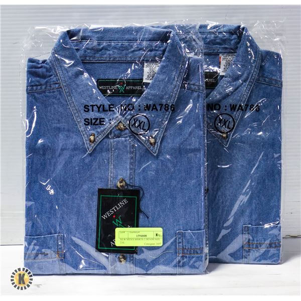 NEW MEN'S SHIRTS 2 DENIM SIZE 2XL