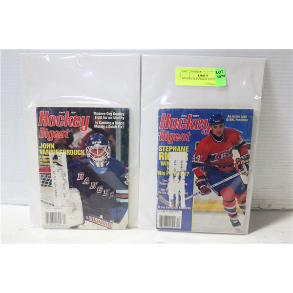 1991 HOCKEY DIGEST LOT OF 2