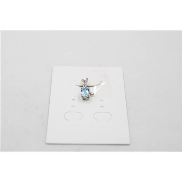 #243-NATURAL SKY BLUE TOPAZ & CZ PENDANT