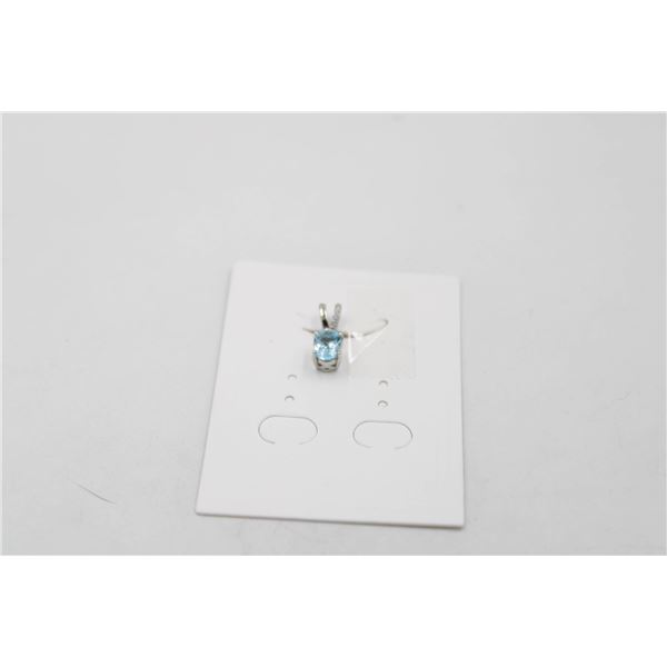 #239-NATURAL SKY BLUE TOPAZ & CZ PENDANT
