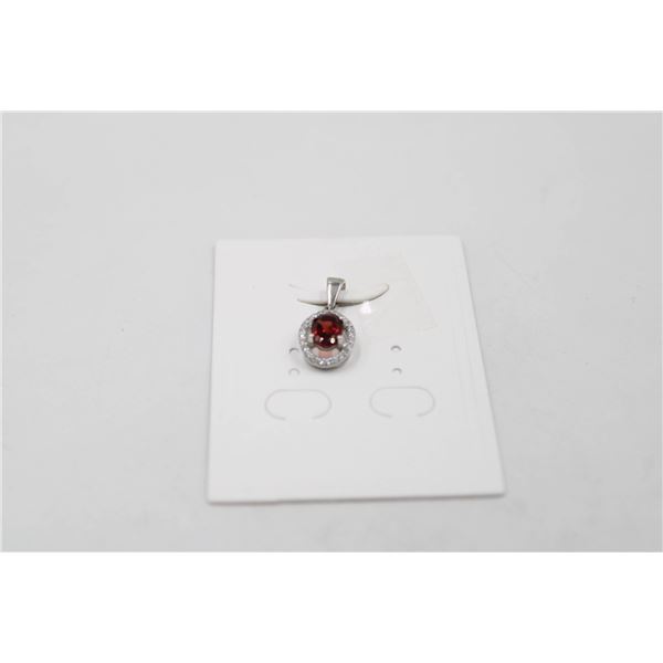 #211-NATURAL RED GARNET & CZ PENDANT