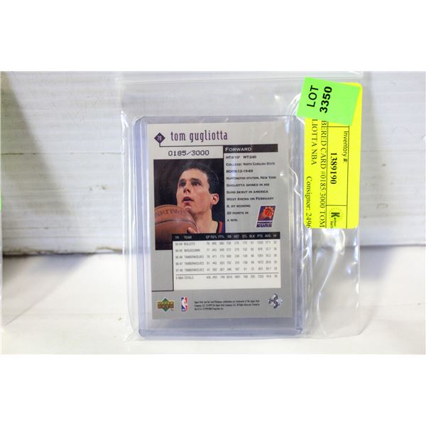 NUMBERED CARD #0185/3000 TOM GUGLIOTTA NBA