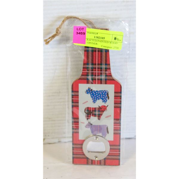 HAND CRAFTED/PAINTED WOOD BOTTLE OPENER-