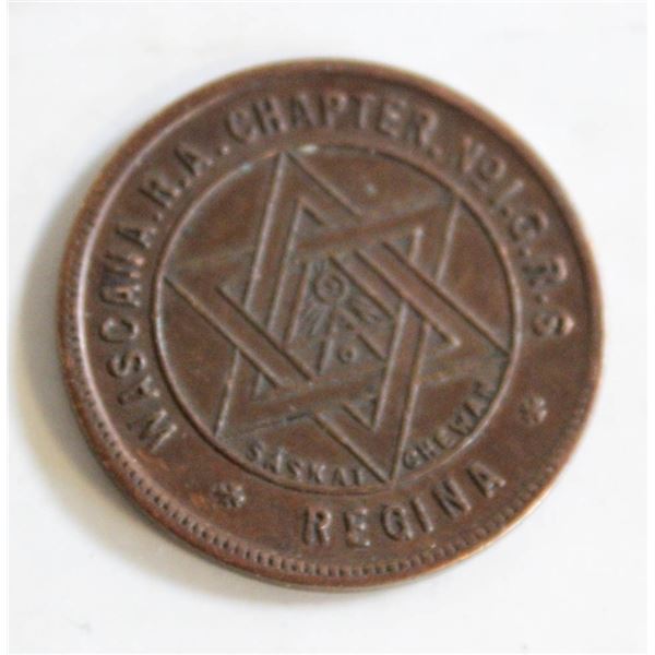 OLD FREEMASON REGINA SASK. 1 PENNY TOKEN