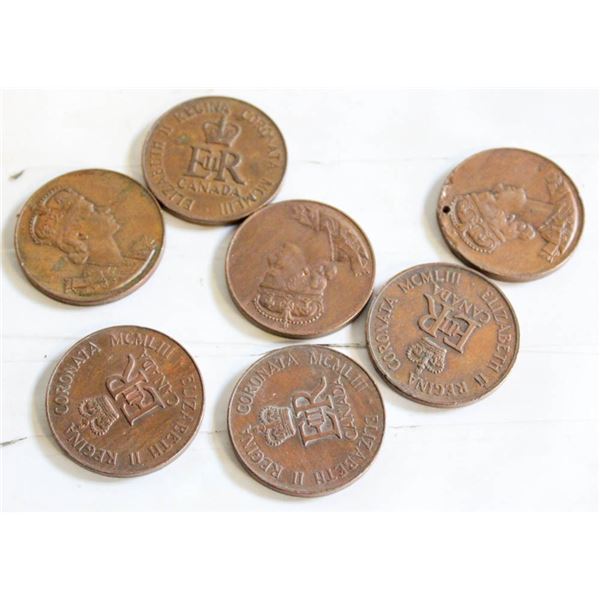 LOT OF 7 QUEEN ELIZABETH II CORONATION MEDALS