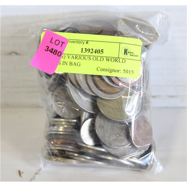 (2.5LBS) VARIOUS OLD WORLD COINS IN BAG
