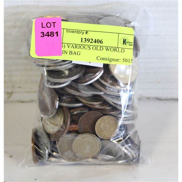 (2.5LBS) VARIOUS OLD WORLD COINS IN BAG