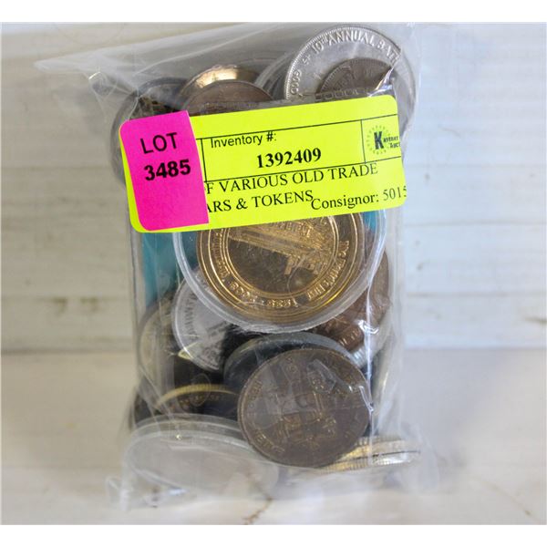 BAG OF VARIOUS OLD TRADE DOLLARS & TOKENS