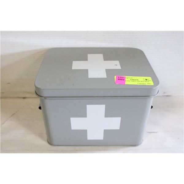 GREY METAL FIRST AID KIT BOX