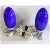 Image 1 : 2 BLUE GLASS FOOT PEDESTAL LAMPS