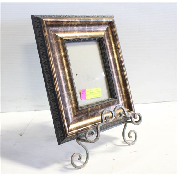 CAST IRON PICTURE STAND WITH FRAME