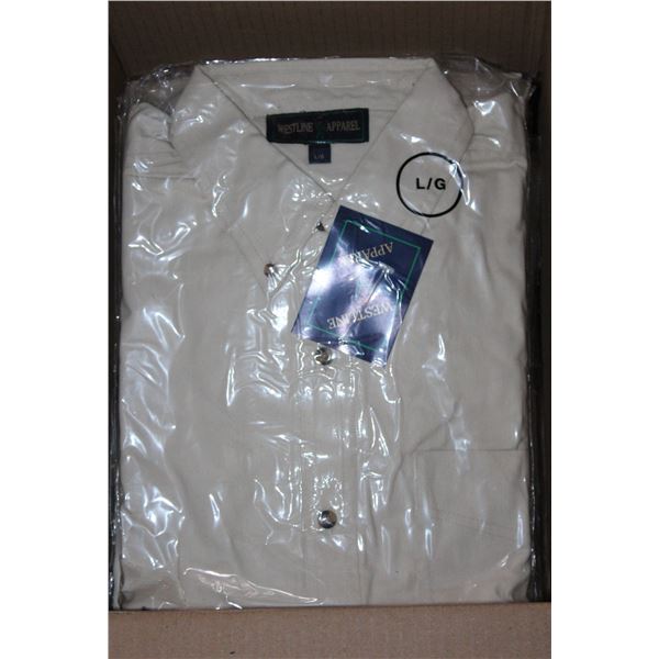 NEW MEN'S SHIRTS CASE OF 9 NATURAL SIZE L