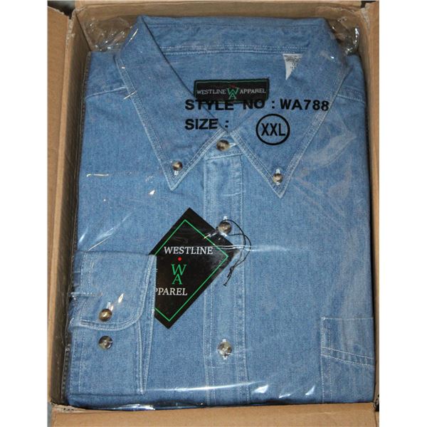 NEW MEN'S SHIRTS CASE OF 9 DENIM SIZE 2XL