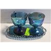 Image 1 : BLUE DEPRESSION GLASS CREAMER &