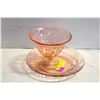 Image 1 : ROSE DEPRESSION GLASS PLATE & CANDY BOWL