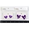 Image 1 : 2 NEW PAIRS PURPLE OF HEART DESIGN STUD EARRINGS