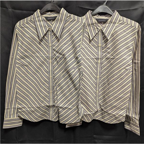 6 NEW STRIPED WOMENS BUTTON UP SHIRTS SIZE 13/14