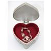 SILVER LINED HEART JEWELERY BOX WITH .925