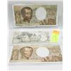 2X200 FRANKS $1X50 FRANKS FRENCH NOTES
