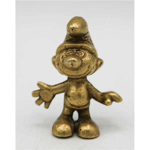 VINTAGE SOLID BRASS SMURF 2 INCHES TALL