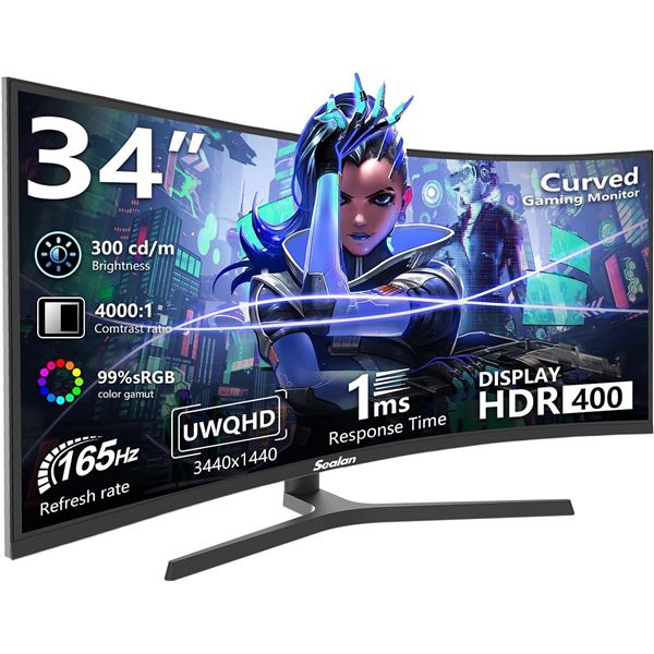NEW SEALAN 34" CURVED SCREEN COMPUTER MONITOR