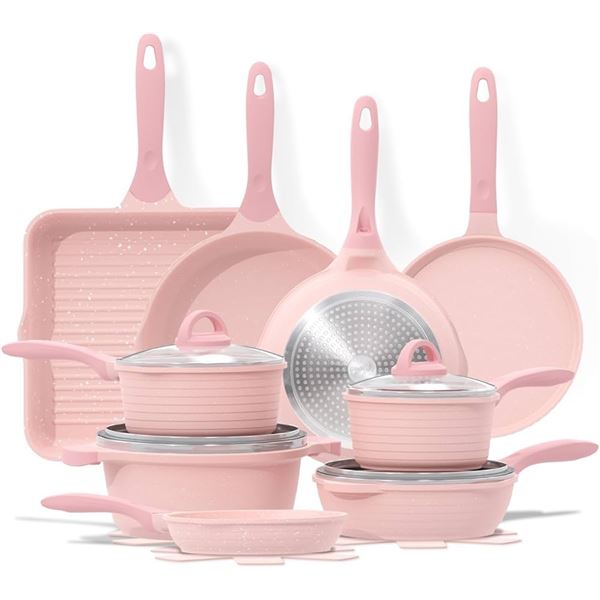 NEW 23 PIECES JEETEE POTS AND PANS SET PINK