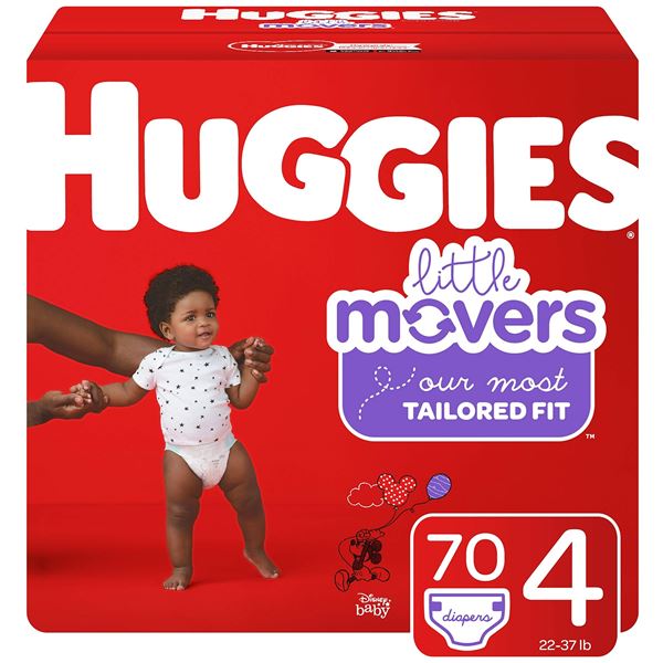 NEW 70 DIAPERS SZ 4 HUGGIES LITTLE MOVERS ACTIVE