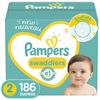 Image 1 : NEW 186 DIAPERS PAMPERS SWADDLERS SIZE 2