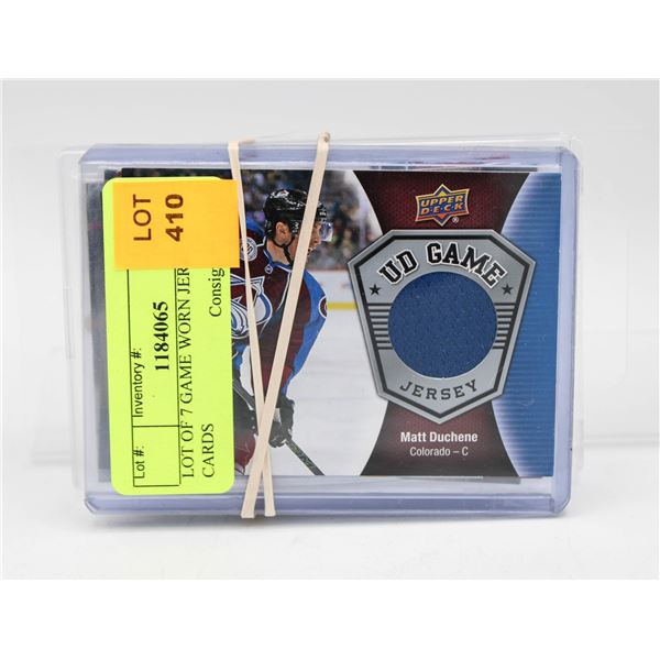 LOT OF 7 GAME WORN JERSEY CARDS