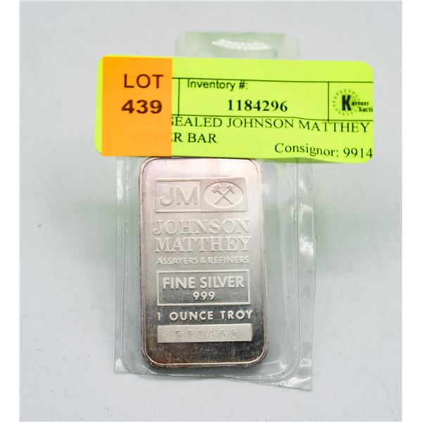 1 OZ SEALED JOHNSON MATTHEY SILVER BAR