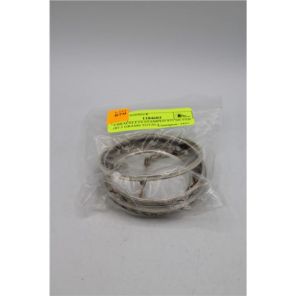 4 BRACELETS STAMPED 925 SILVER (85.5 GRAMS TOTAL)
