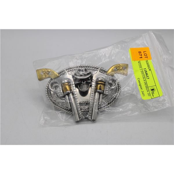 SKULL WITH 2 PISTOLS DESIGN 3D METAL